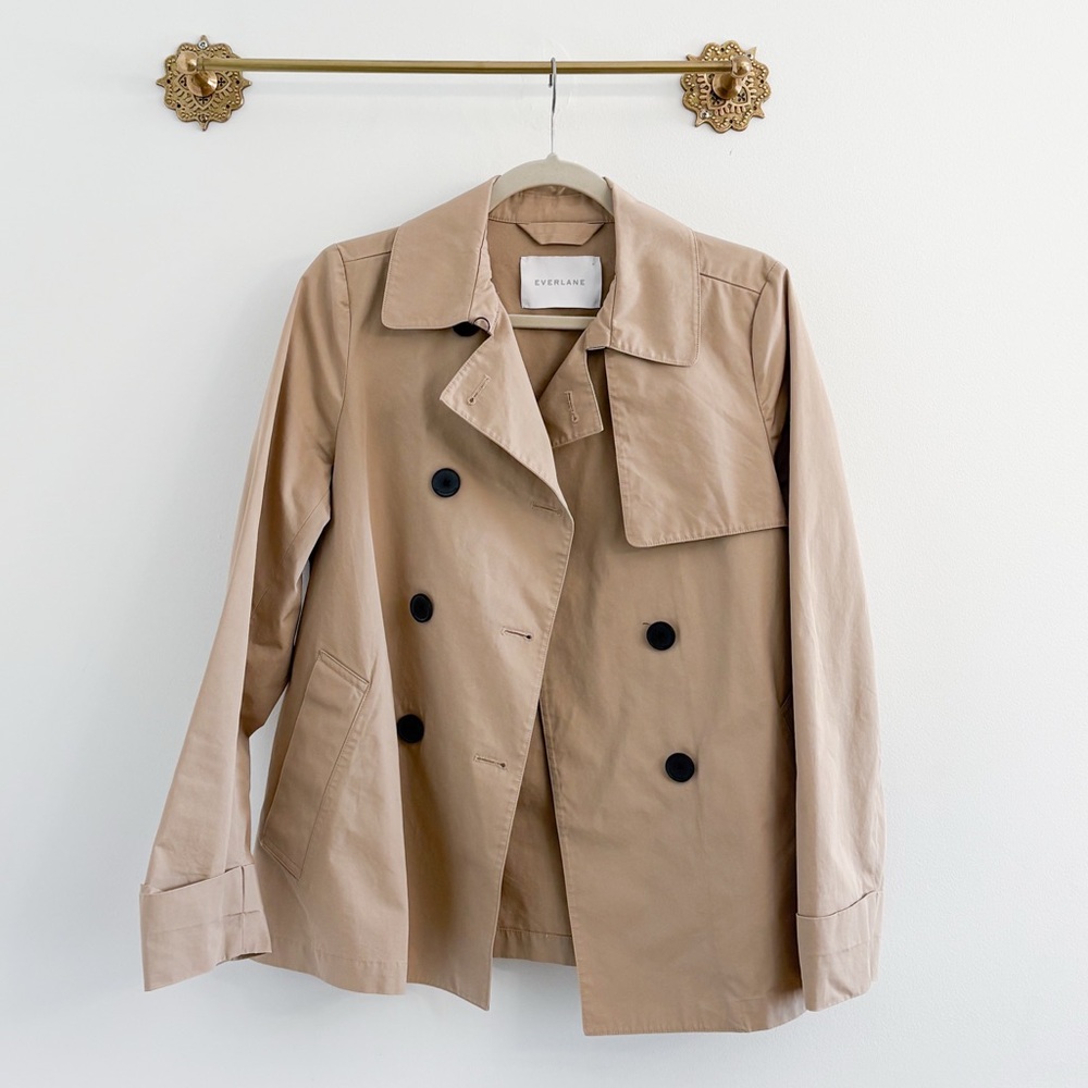 Everlane Beige Trench Coat with Black Buttons